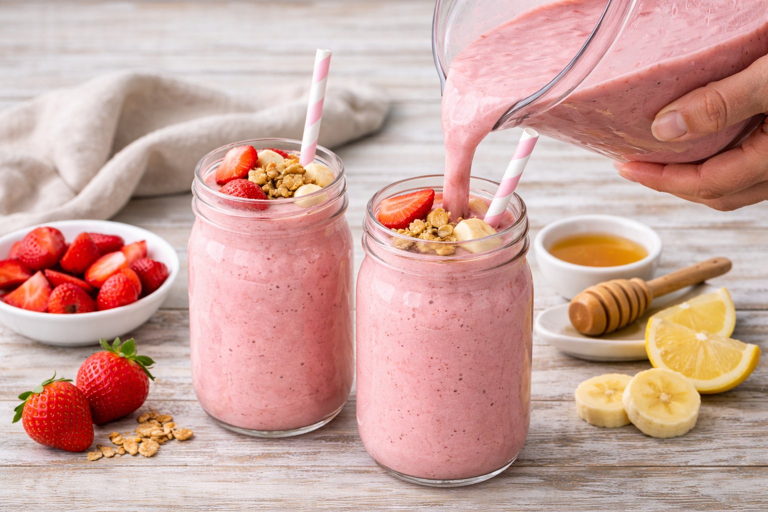 Smoothie de fresa y plátano