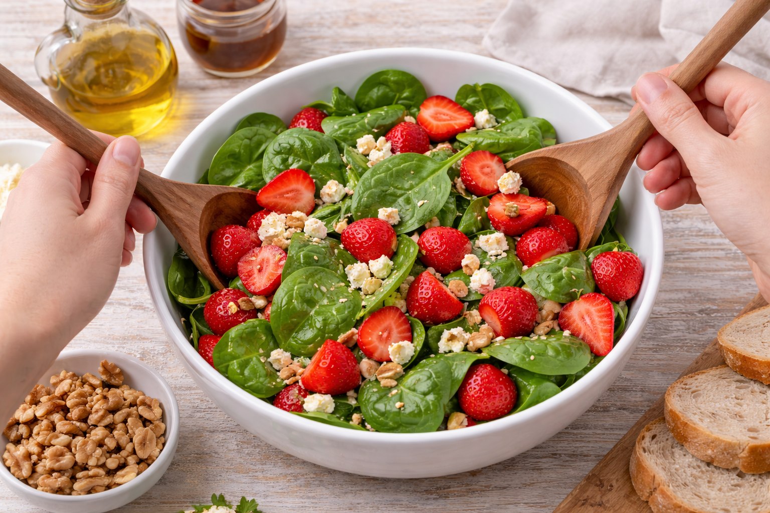 ensalada de espinacas y fresas