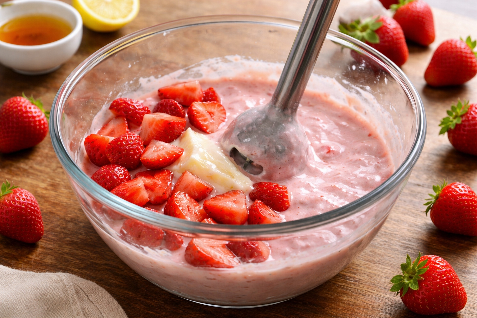 helado casero de fresa y yogur