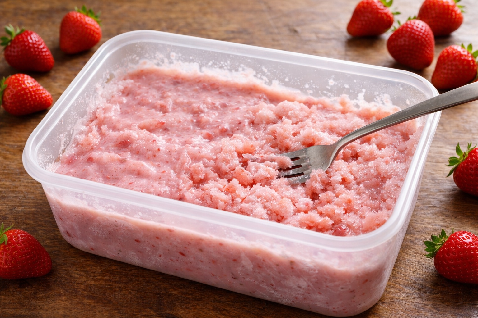 helado casero de fresa y yogur