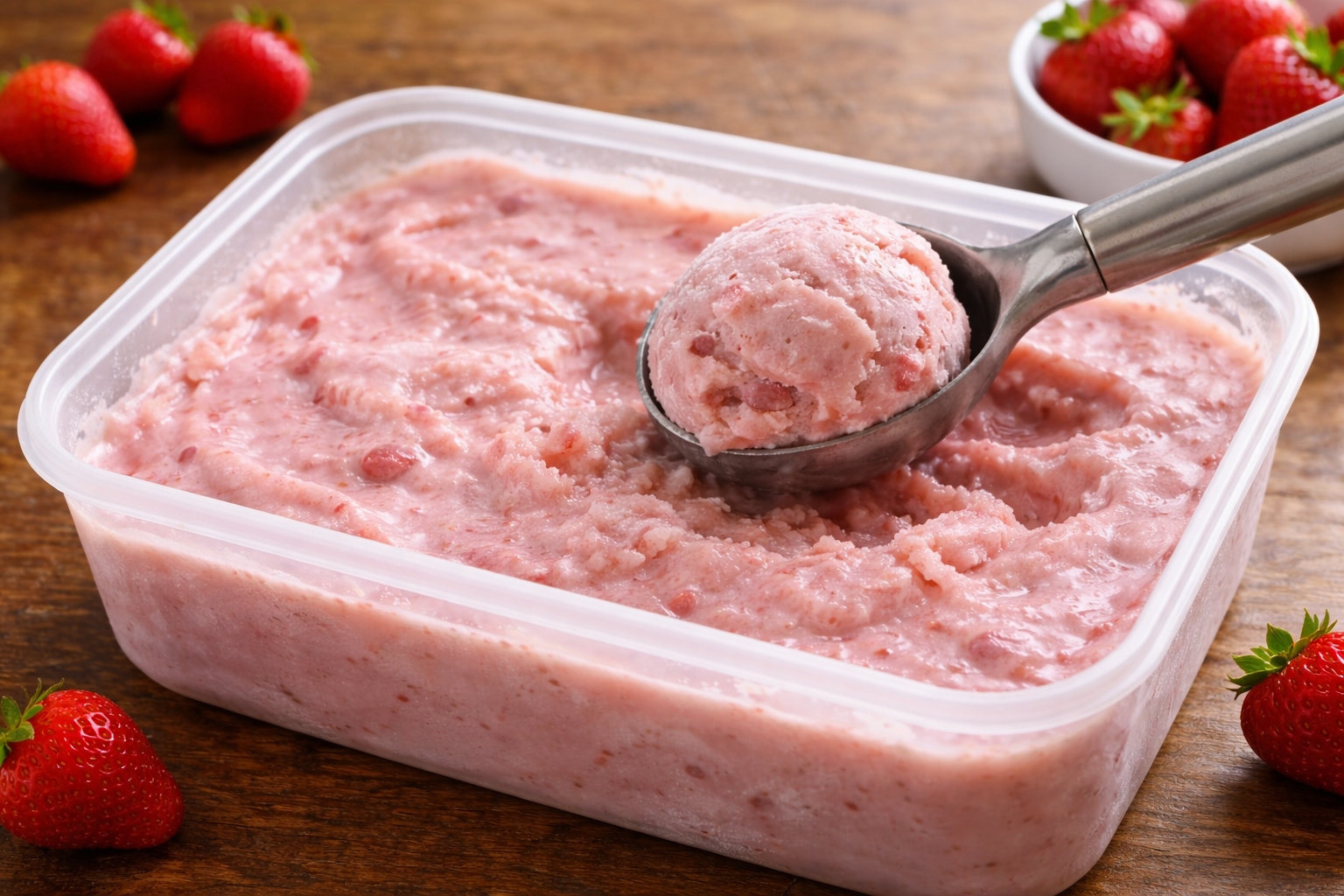 helado casero de fresa y yogur