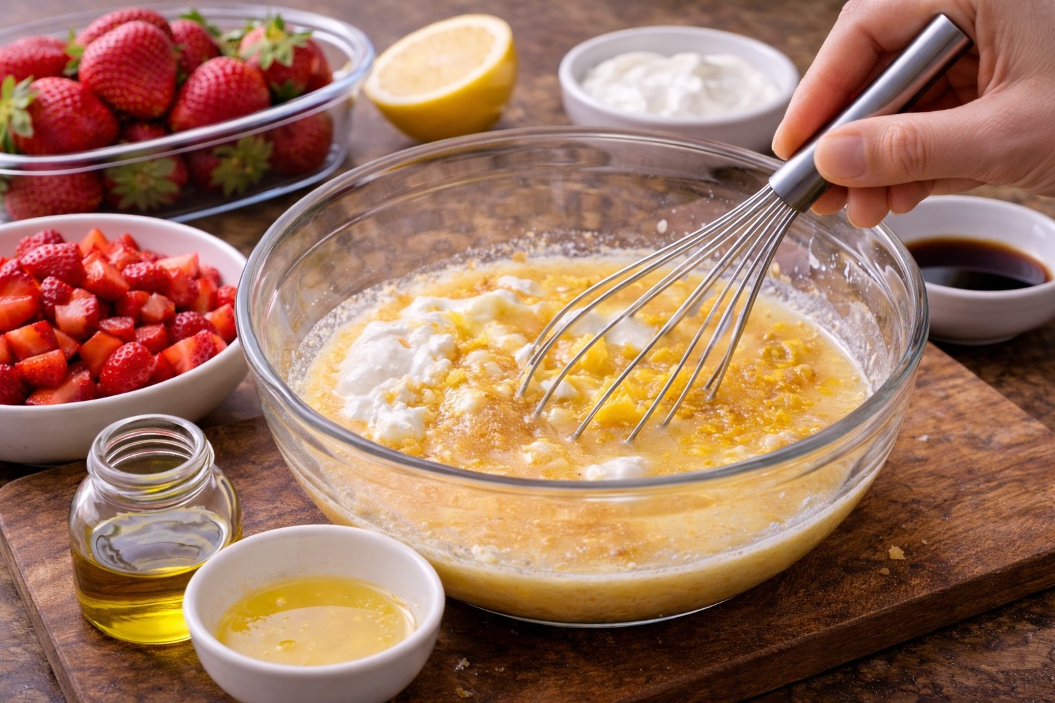 bizcocho integral de fresa y limón