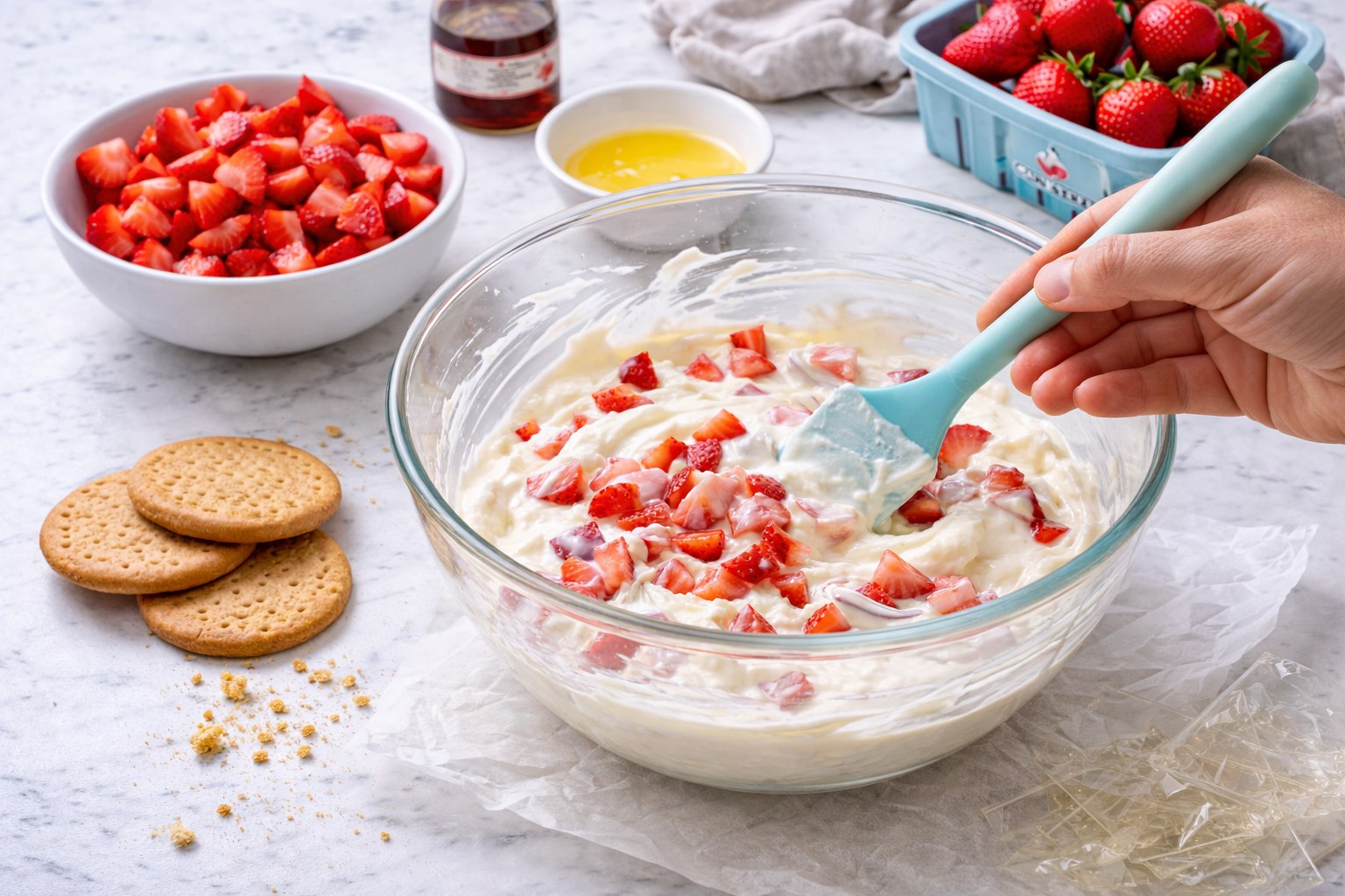 cheesecake de fresa sin horno