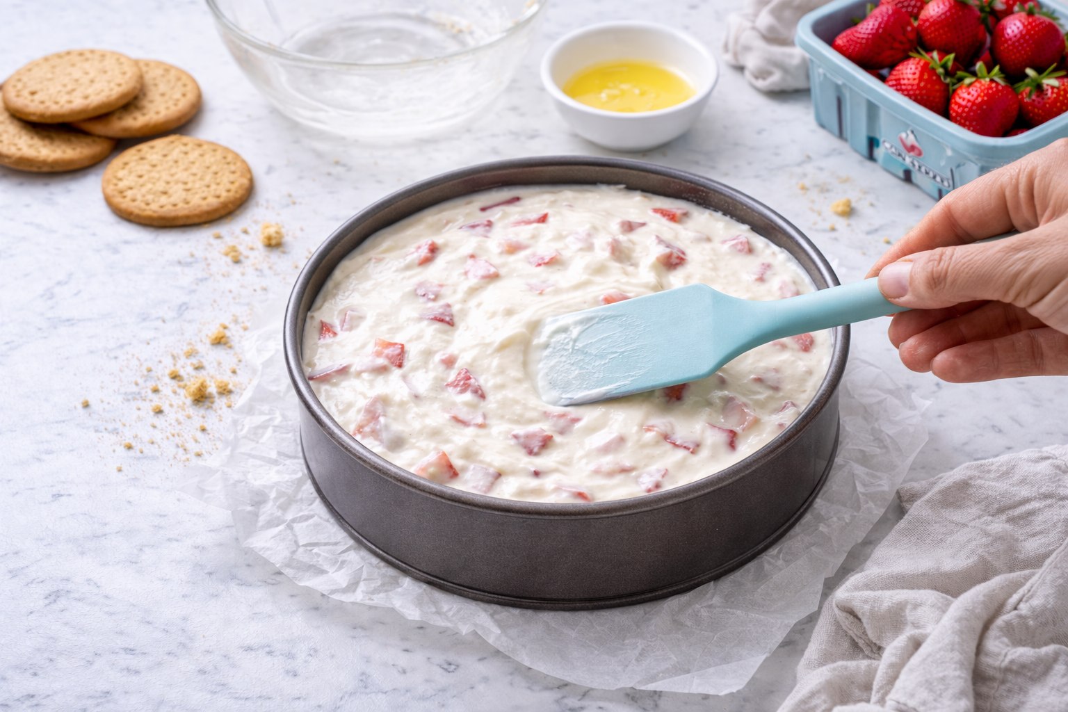 cheesecake de fresa sin horno