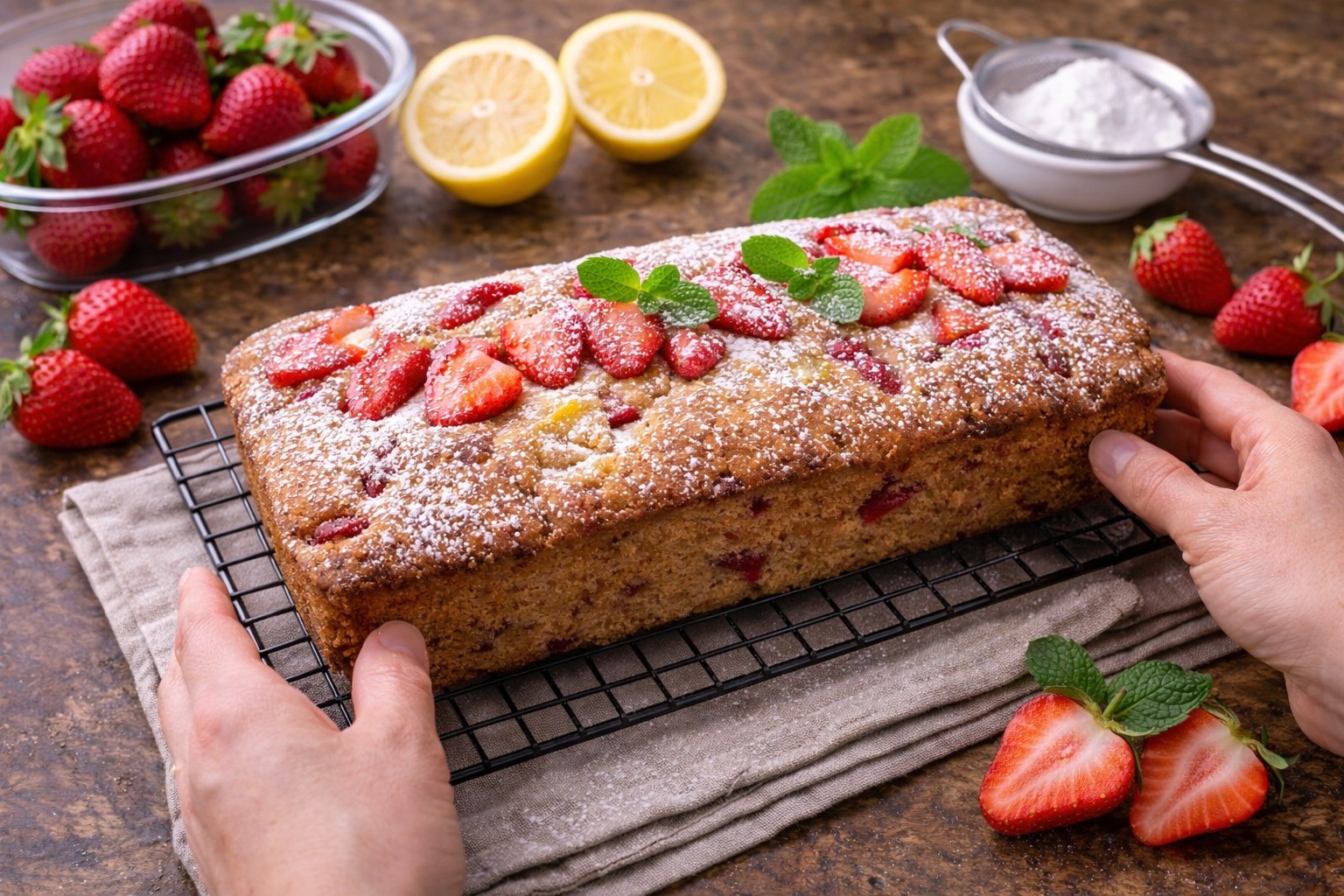 bizcocho integral de fresa y limón