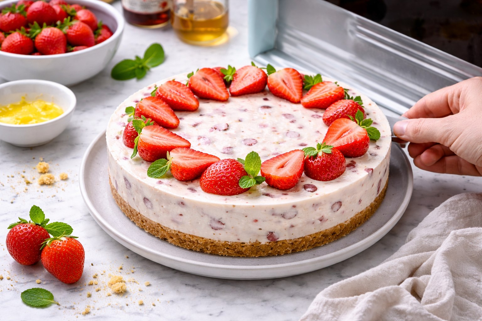 cheesecake de fresa sin horno