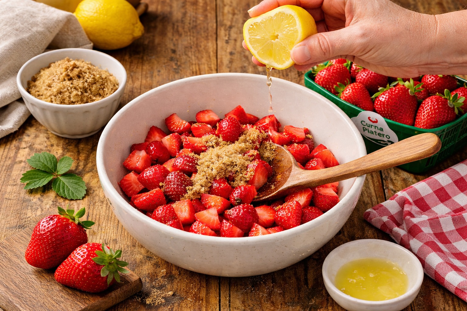 crumble de fresa con almendra