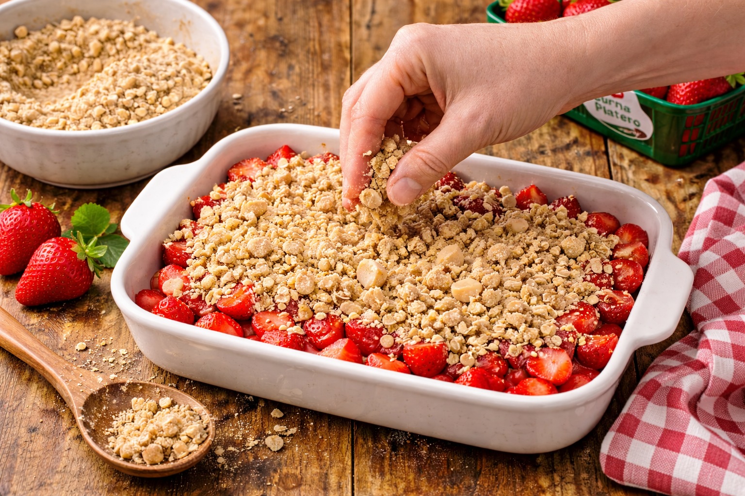 crumble de fresa con almendra