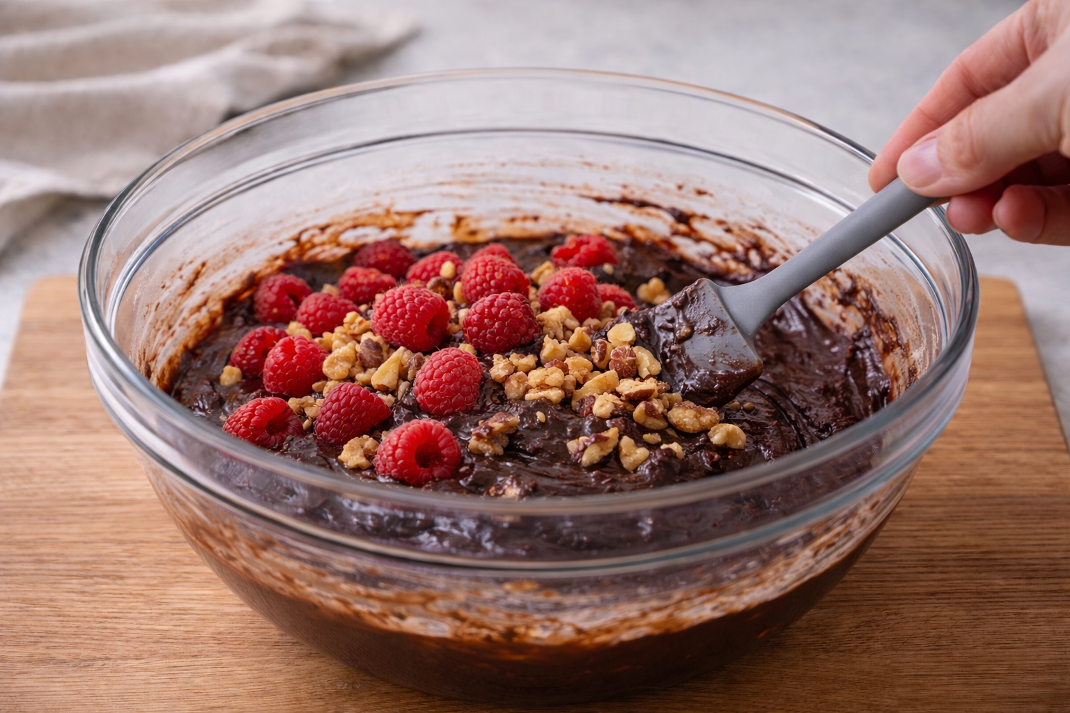 brownie de chocolate con frambuesas