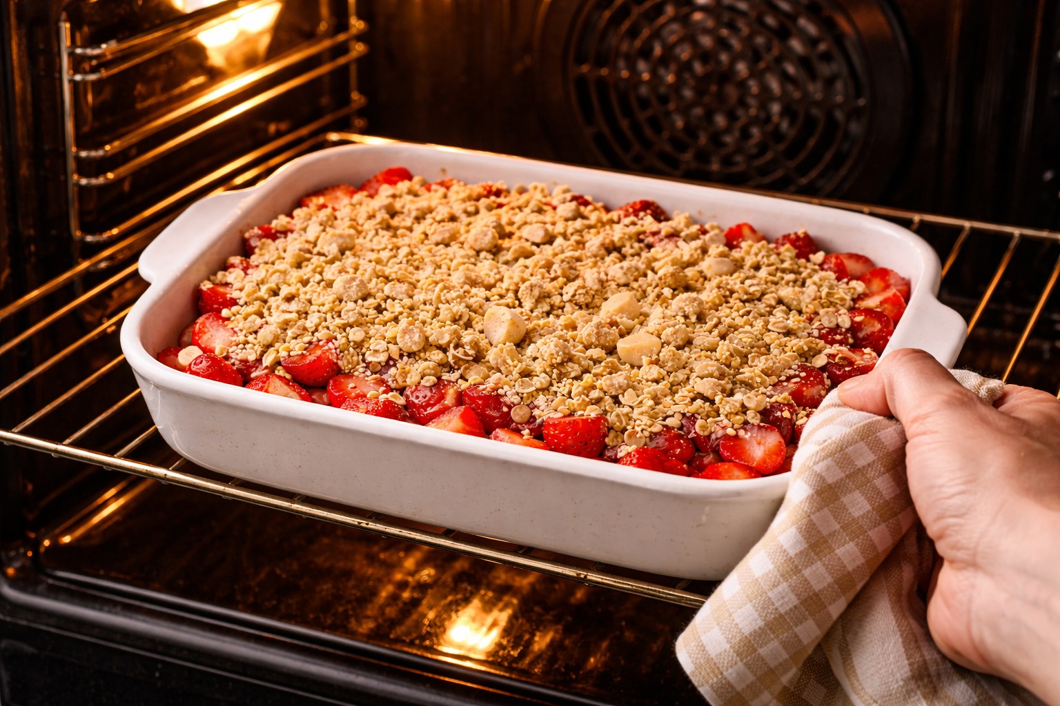 crumble de fresa con almendra