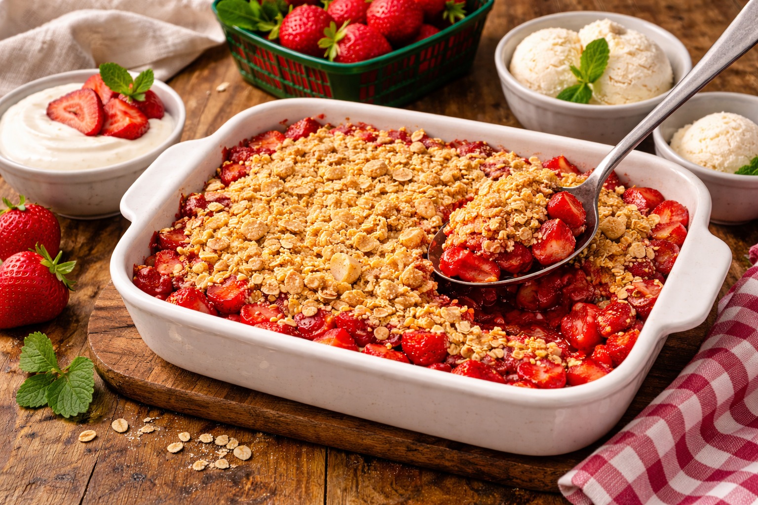 crumble de fresa con almendra