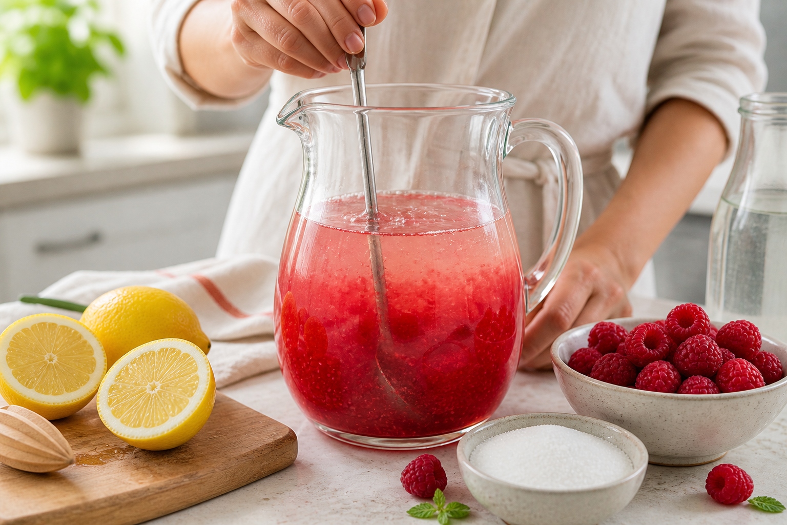 Limonada con frambuesas