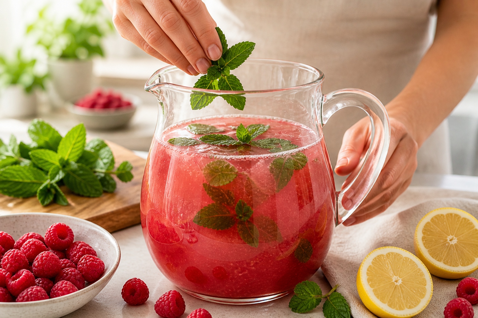 Limonada con frambuesas