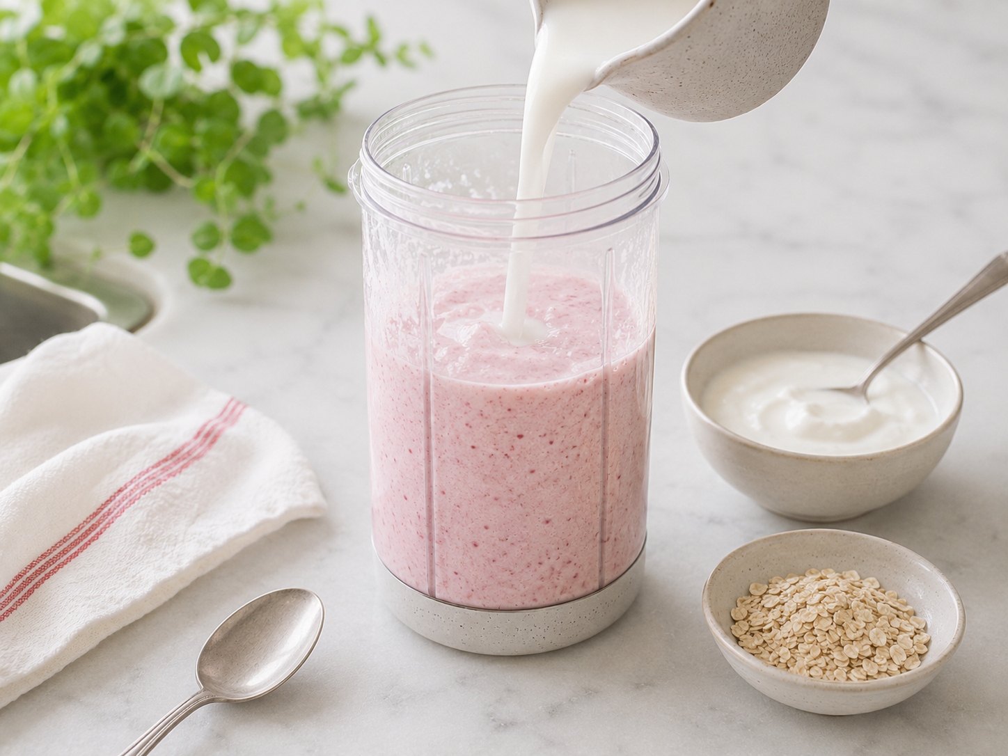 yogur batido con frambuesas