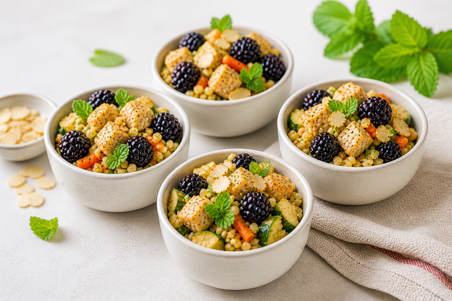 ensalada templada de pollo con moras