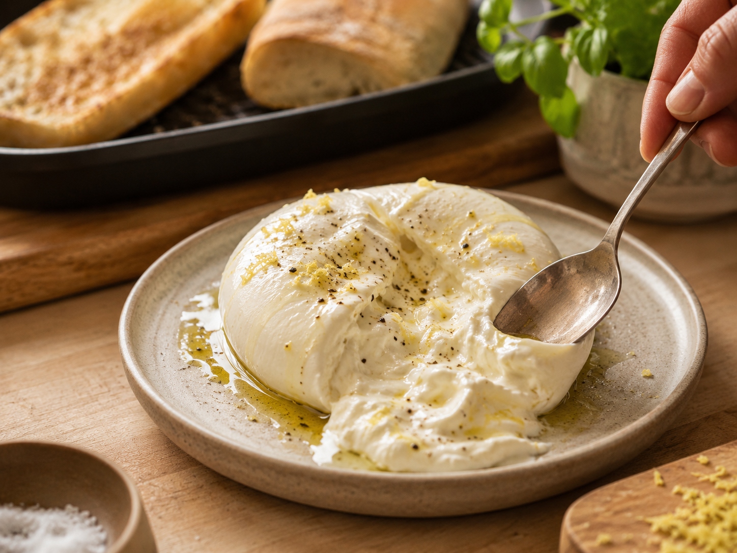 bocadillo gourmet de burrata mortadela y frambuesas