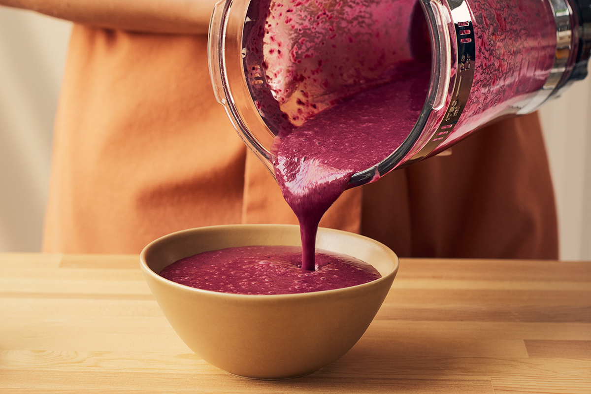 puré de boniato y arándanos