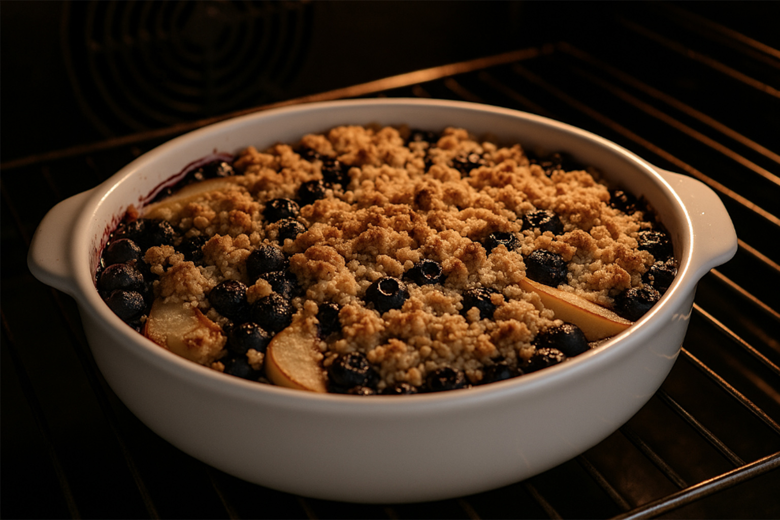 crumble de arándanos y peras