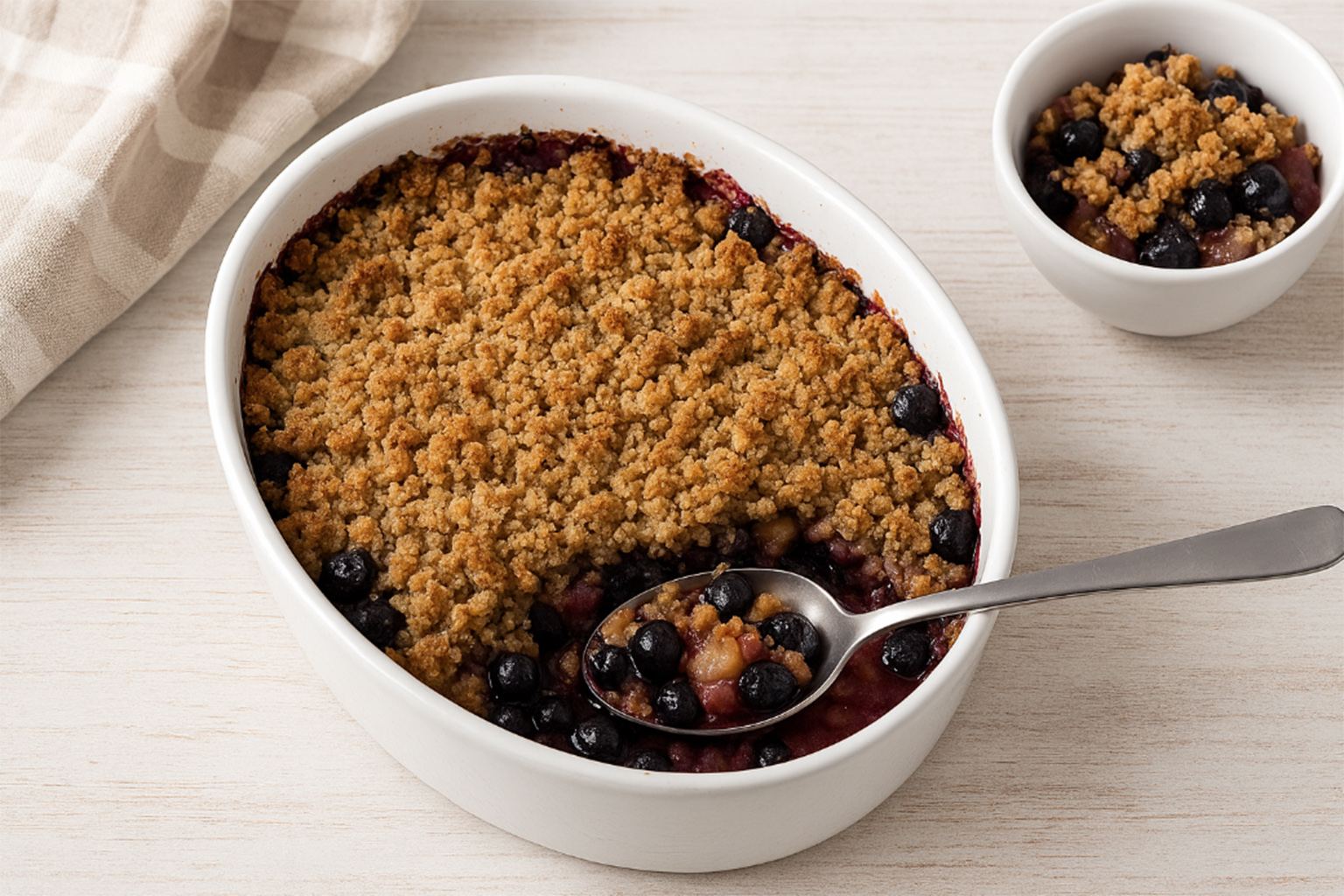 crumble de arándanos y peras