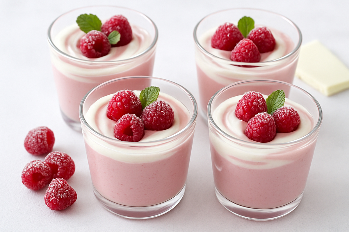 mousse de frambuesas y chocolate blanco