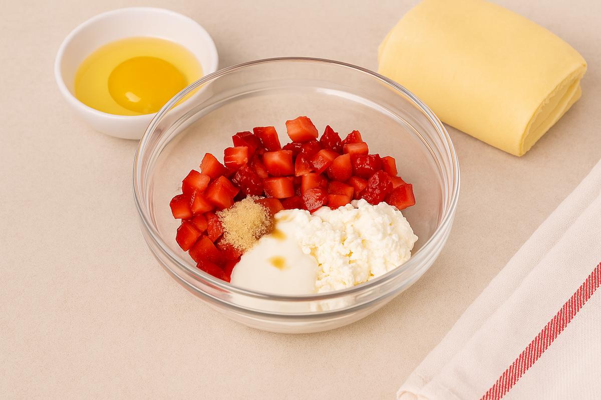 paso a paso Raviolis dulces rellenos de fresas y ricotta relleno