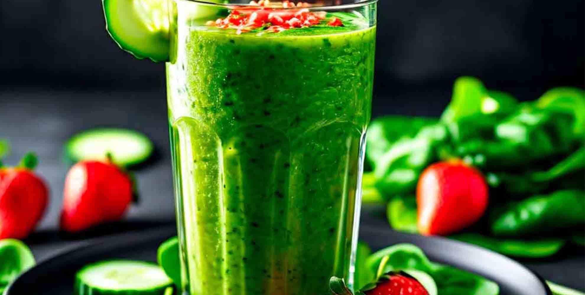 Portada Batido de espinacas, fresas y pepino