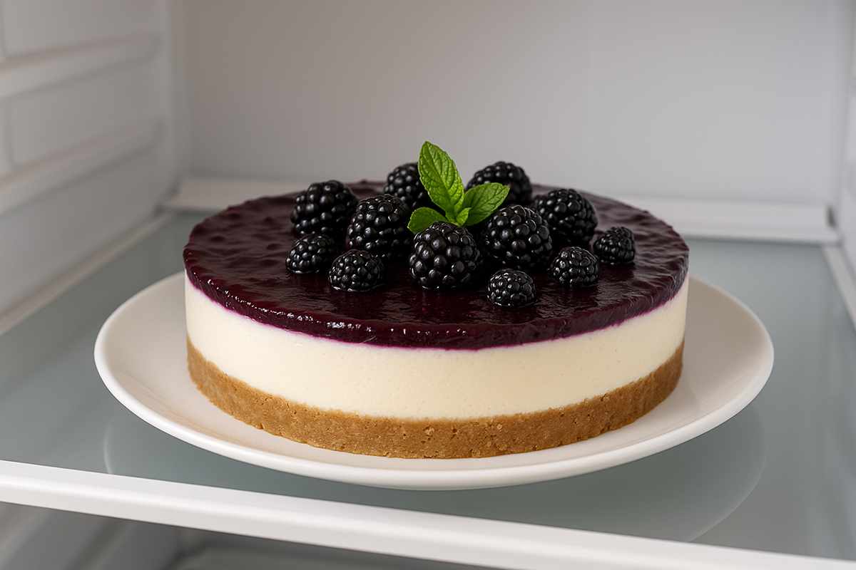 tarta fría de queso y moras