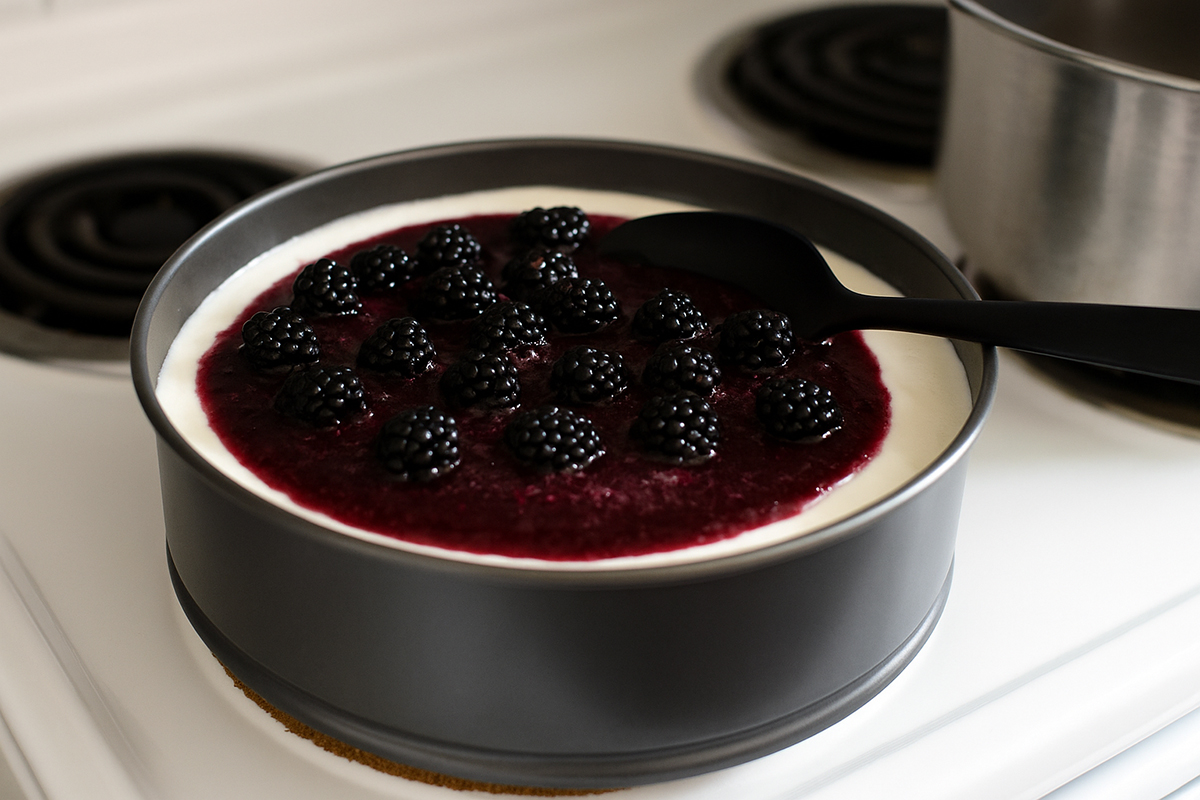tarta fría de queso y moras
