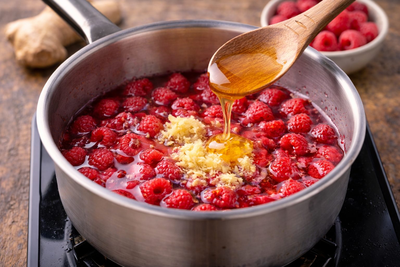 Sopa dulce de frambuesa