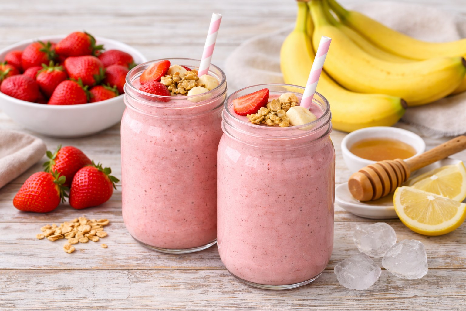 Smoothie de fresa y plátano