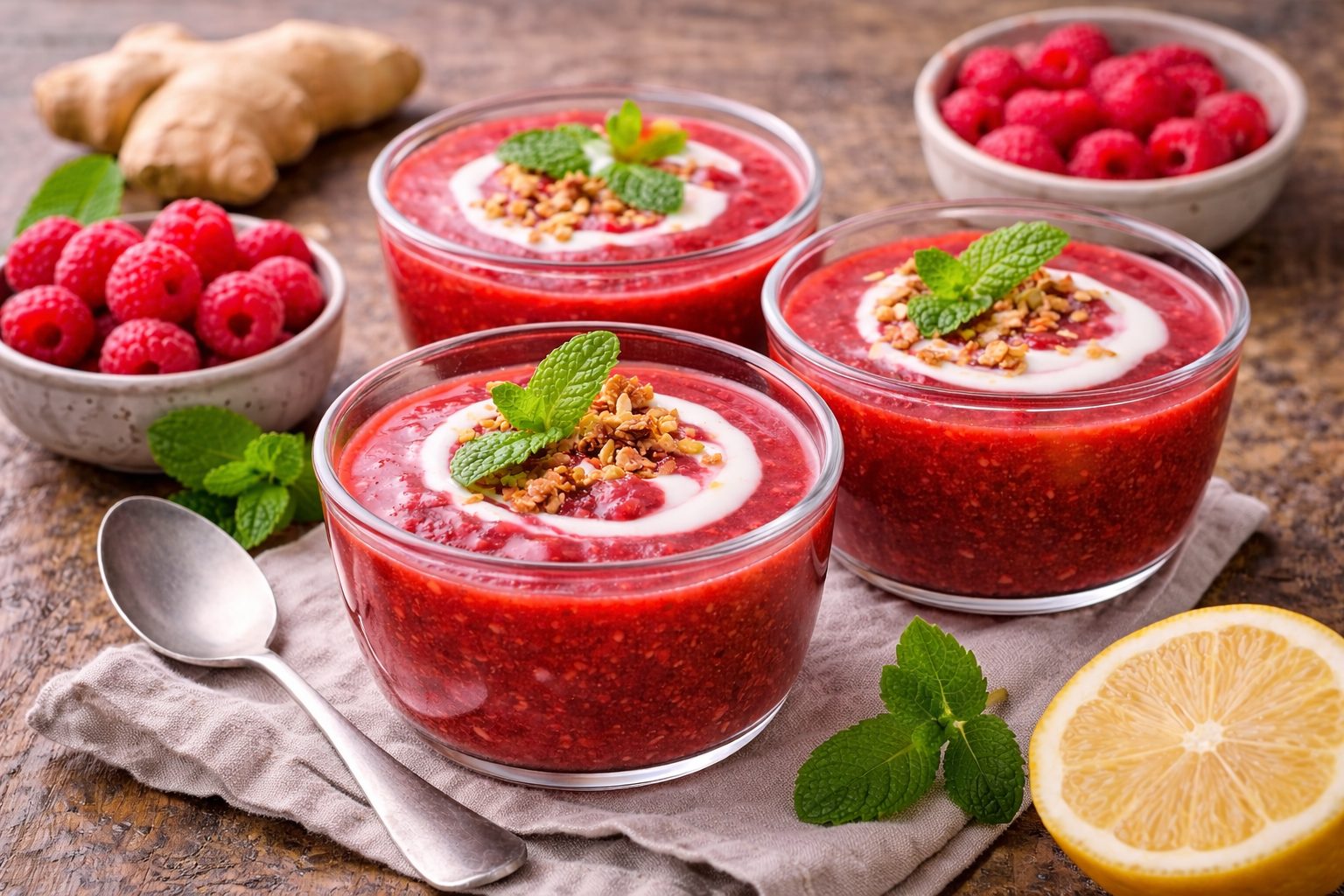 Sopa dulce de frambuesa