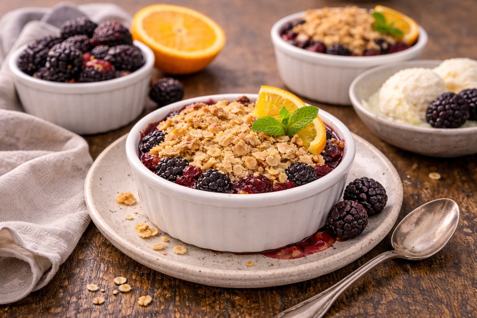 crumble de moras con almendra