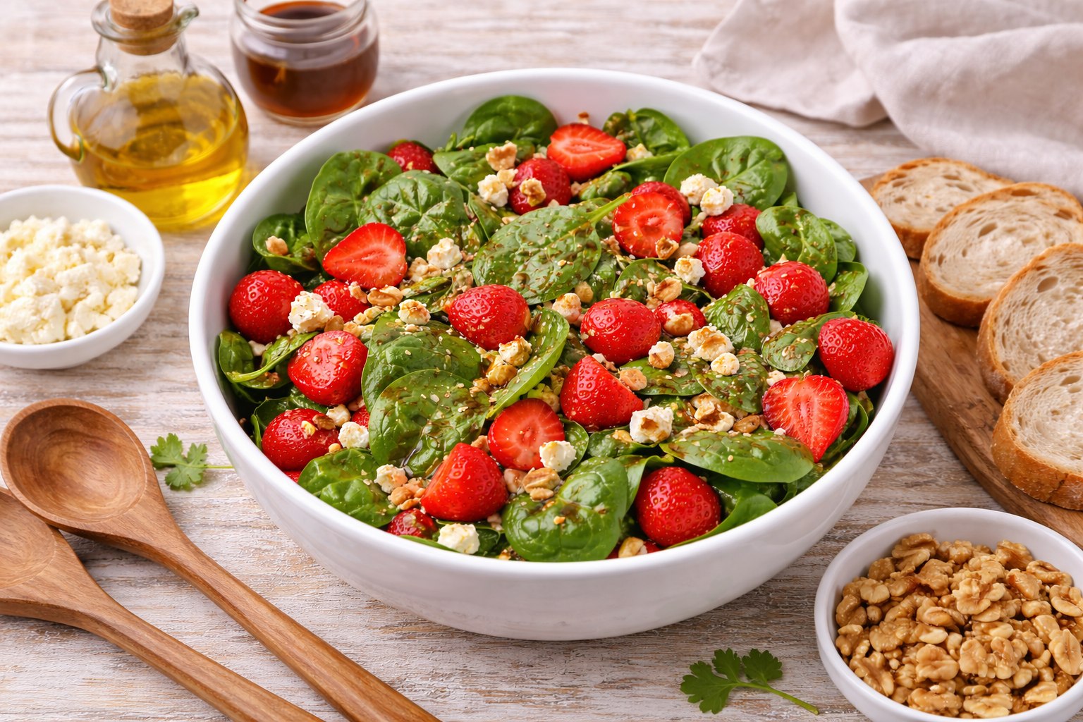 ensalada de espinacas y fresas