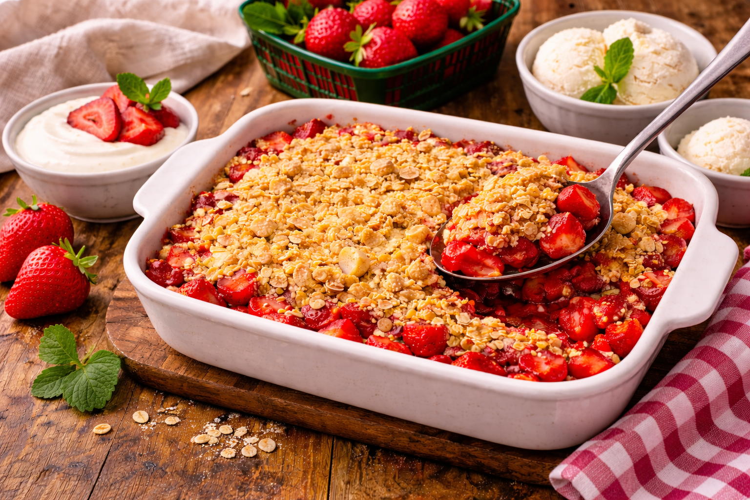 crumble de fresa con almendra