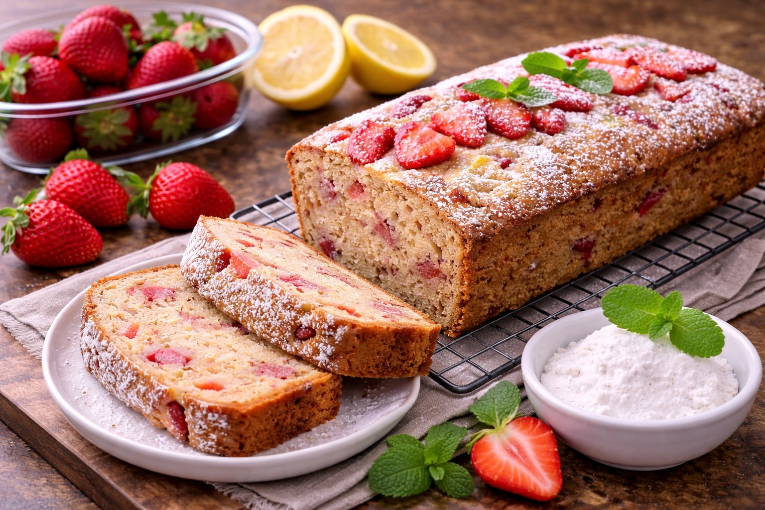bizcocho integral de fresa y limón