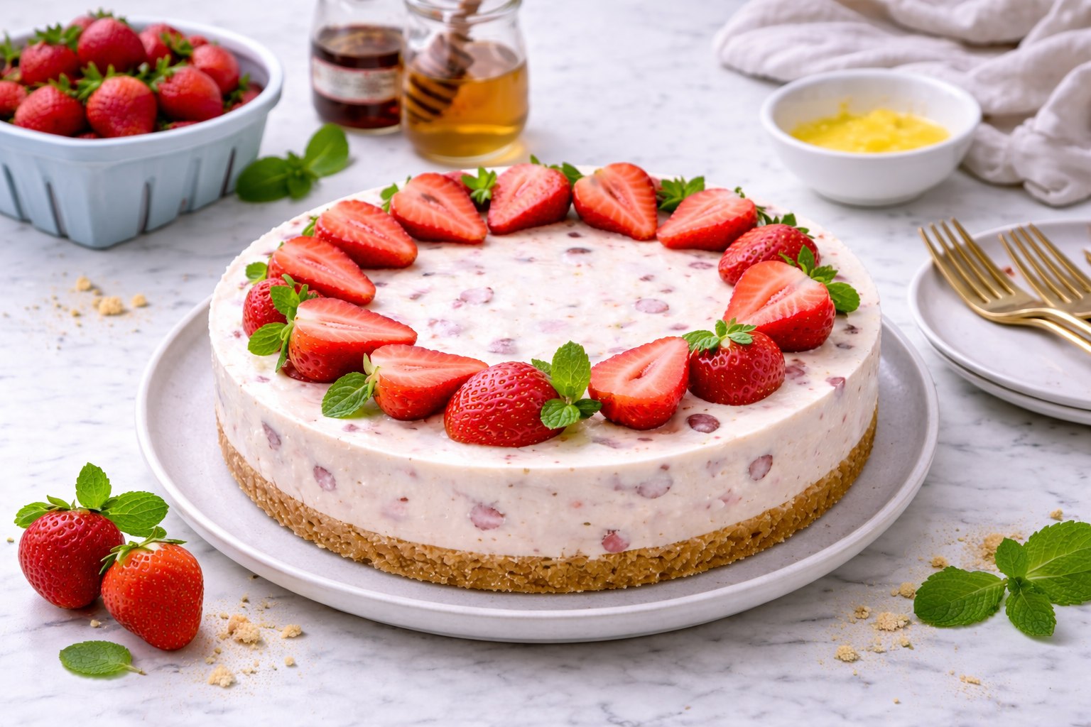 cheesecake de fresa sin horno