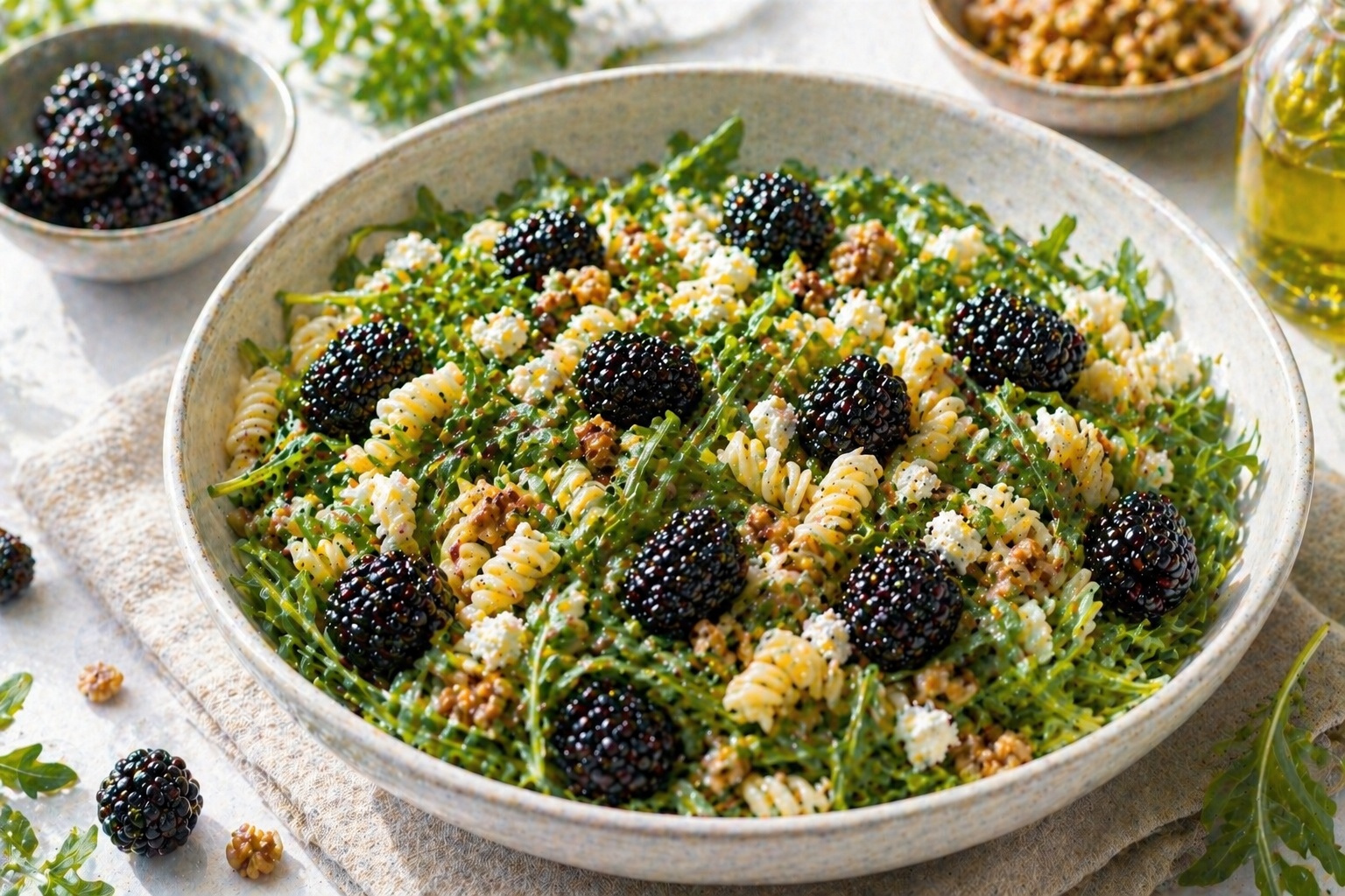 ensalada de pasta con moras