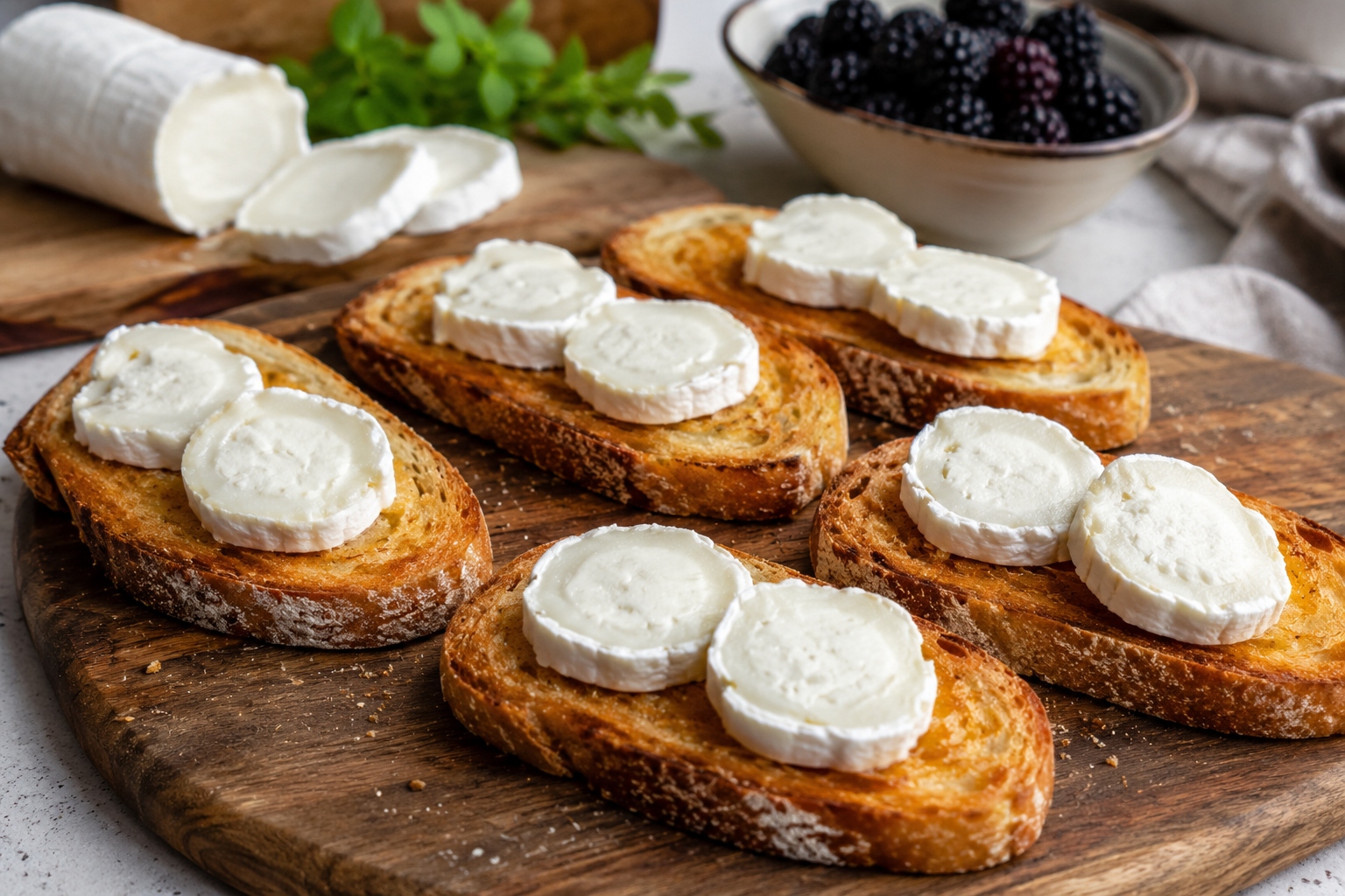 bruschettas de queso de cabra y moras