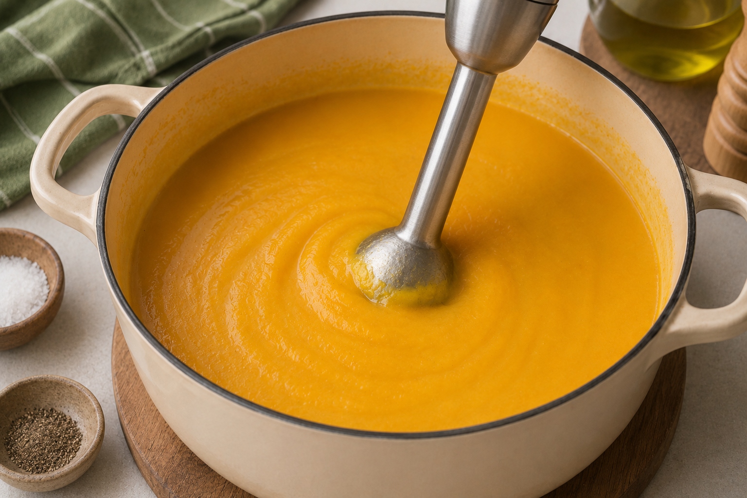 Crema de calabaza con fresas asadas