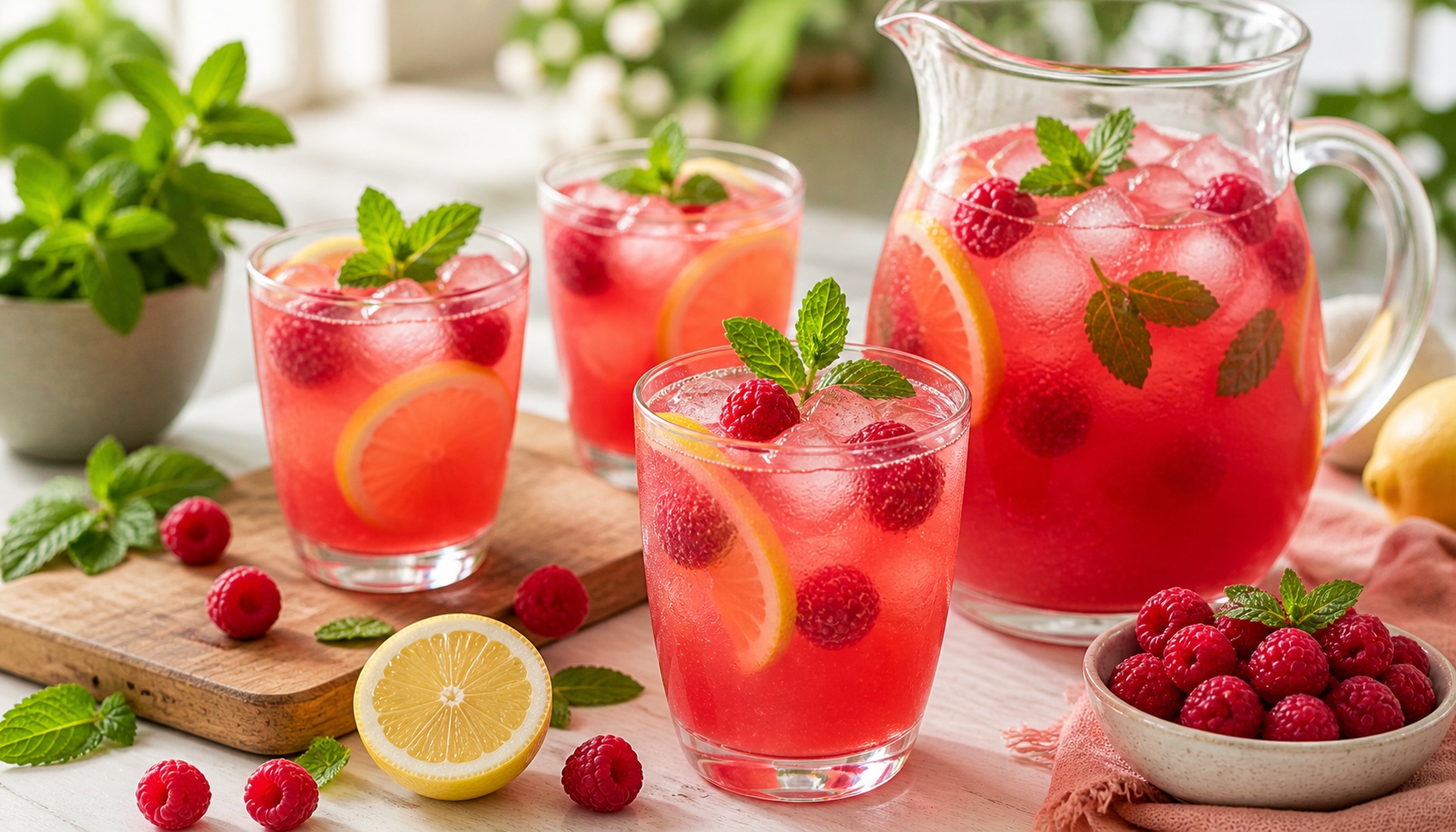 Limonada con frambuesas